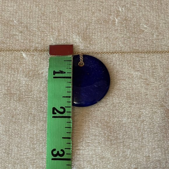 Rare TIFFANY & CO. x Elsa Peretti Lapis Lazuli Touchstone Disc 18k Necklace - Picture 7 of 9